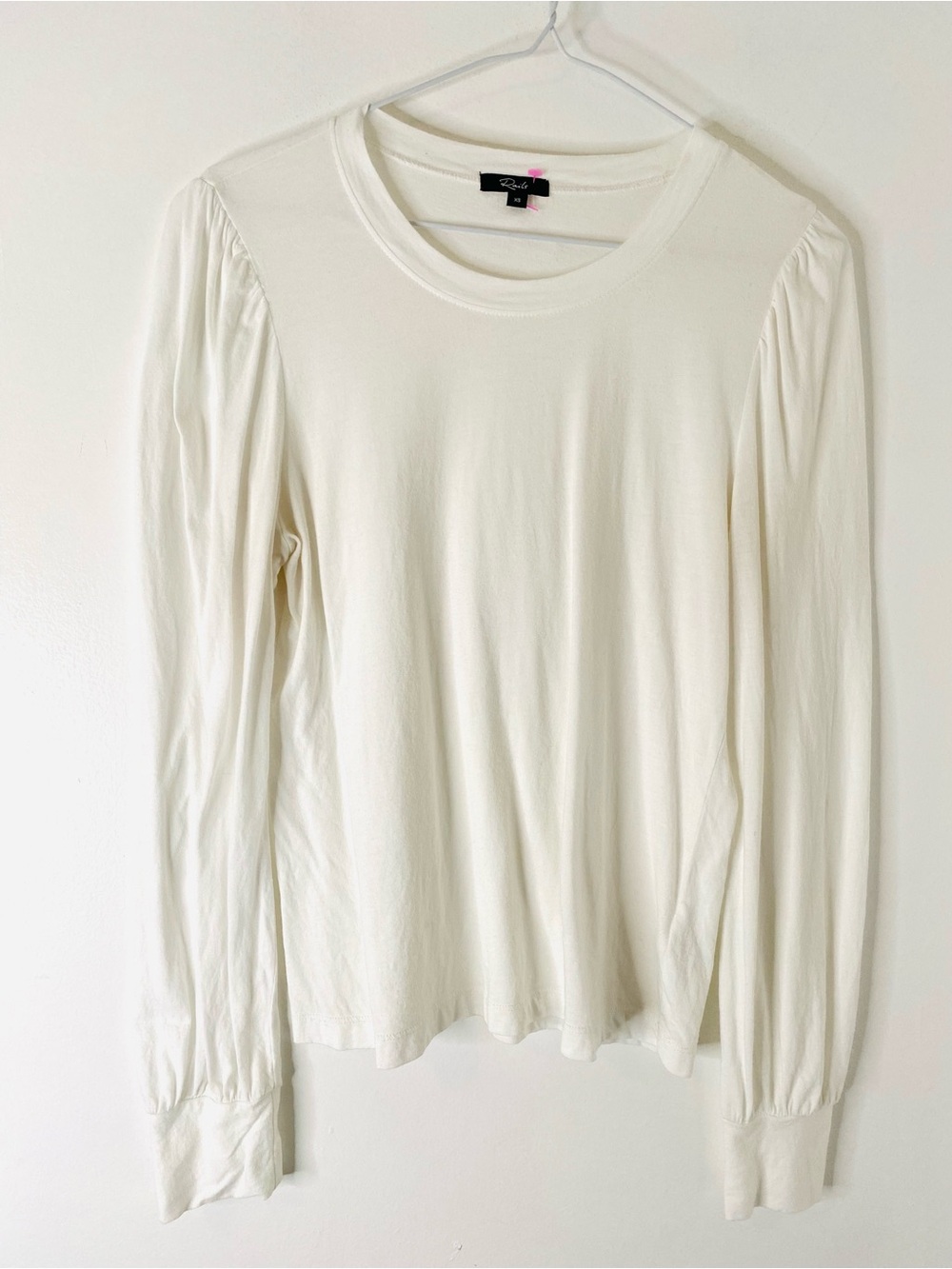 Rails Emilia White Puff Sleeve Cotton Modal Long Sleeve Top